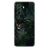 Kılıfland Huawei Nova Y70 ile Uyumlu Silikon Kılıf, Resimli Desenli Baskılı, Çiçek Kedi, Yeşil