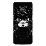 Kılıfland Huawei Nova Y90 ile Uyumlu Kılıf, Resimli Desenli Silikon, Platinium Series, Komik Kedi, Siyah