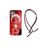 Kılıfland Huawei P40 Lite ile Uyumlu Kılıf, Türk Bayrağı Desenli, İpli Boyun Askılı, Silikon, Renkli