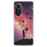 Kılıfland Huawei P50 Pro ile Uyumlu Silikon Kılıf, Resimli Desenli Baskılı, Pembe-Mor