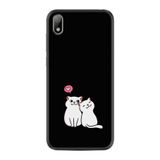 Kılıfland Huawei Y5 2019 ile Uyumlu Silikon Kılıf, Desen Özel Seri Love Cats, Siyah