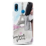 Kılıfland Huawei Y7 2019 ile Uyumlu Silikon Kılıf, Bonjour Paris Tasarımı, Siyah