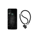Kılıfland Infinix Hot 11s ile Uyumlu Kılıf, İpli Boyun Askılı, Desenli Silikon, Dikenli Tel, Siyah