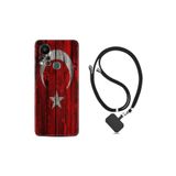 Kılıfland Infinix Hot 11s Kılıf, İpli Boyun Askılı, Desenli Silikon, Türk Bayrağı, Kırmızı