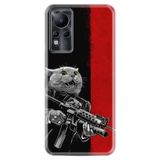 Kılıfland Infinix Hot 20i ile Uyumlu Silikon Kılıf, Çılgın Kedi Deseni, Siyah-Kırmızı