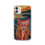 Kılıfland iPhone 11 Uyumlu Silikon Kılıf, Sanat Tasarım, Renkli Kedi Baskı