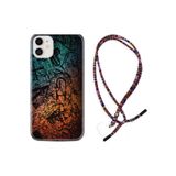kilifland Iphone 12 Mini Uyumlu ile Uyumlu Kılıf Rasta Ipli Boyun Askılı Desenli Silikon Işaretler Tuval 1716