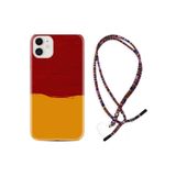 kilifland Iphone 13 Uyumlu ile Uyumlu Kılıf Rasta Ipli Boyun Askılı Desenli Silikon Sarı Kırmızı Boya 1708