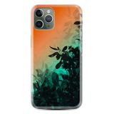 Kılıfland iPhone 14 Pro Max ile Uyumlu Silikon Kılıf, Çiçek Desen, Turuncu-Yeşil Gradient