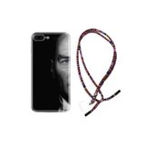 Kılıfland iPhone 7 Plus ve 8 Plus ile Uyumlu Silikon Kılıf, Rasta İpli Boyun Askılı, Atatürk Portre Desenli