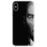Kılıfland iPhone XS Max ile Uyumlu Silikon Kılıf, Atatürk Portre Baskılı, Siyah