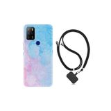 Kılıfland Omix X500 ile Uyumlu Boyun Askılı Silikon Kılıf, Desenli, Pink Blue Abstract