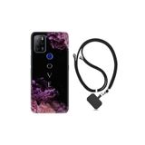 Kılıfland Omix X500 ile Uyumlu Ipli Boyun Askılı Desenli Silikon Kılıf, Love Flow, Siyah