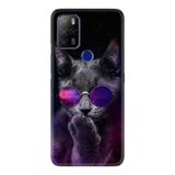 Kılıfland Omix X500 ile Uyumlu Kılıf, Temperli Cam Silikon, Carisma Cat Desen, Mavi