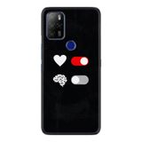 Kılıfland Omix X500 ile Uyumlu Kılıf, Temperli Cam Silikon, Love Brain Desen, Siyah