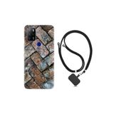 Kılıfland Omix X500 ile Uyumlu Silikon Kılıf, İpli Boyun Askılı, Retro Stone Desenli