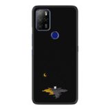 Kılıfland Omix X500 ile Uyumlu Silikon Kılıf, Temperli Cam, Ay ve Kedi Desen, Siyah