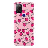 Kılıfland Omix X500 ile Uyumlu Silikon Kılıf, Temperli Cam, Desenli Baskılı, Heart Lollipop, Pembe