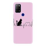 Kılıfland Omix X500 ile Uyumlu Silikon Kılıf, Temperli Cam, Desenli Baskılı, Pembe, Kedi Kalp