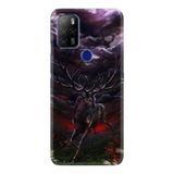 Kılıfland Omix X500 ile Uyumlu Telefon Kılıfı, Temperli Cam Silikon, Dark Deer Desen, Siyah