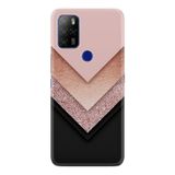 Kılıfland Omix X500 ile Uyumlu Temperli Cam Kaplı Silikon Kılıf, Mermer Desenli, Pembe-Siyah