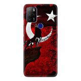 Kılıfland Omix X500 ile Uyumlu Temperli Cam Silikon Kılıf, Desenli Baskılı, Kurt ve Ay, Kırmızı