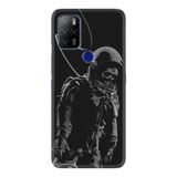 Kılıfland Omix X500 Kılıf, Silikon, Temperli Cam, Iskelet Astronot Desen, Siyah
