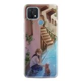 kilifland Oppo A15 A15s ile Uyumlu Kılıf Resimli Desenli Silikon Platinium Series Cat And Girl 1808