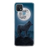 kilifland Oppo A15 A15s ile Uyumlu Kılıf Resimli Desenli Silikon Platinium Series Moon Wolf 1820
