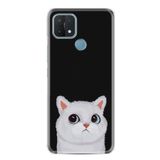 kilifland Oppo A15 A15s ile Uyumlu Kılıf Resimli Desenli Silikon Platinium Series White Cat 1835