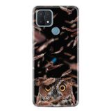 Kılıfland Oppo A15 A15s ile Uyumlu Resimli Desenli Baskılı Silikon Kılıf, Baykuş Motifli, Siyah