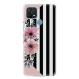 Kılıfland Oppo A15 A15s ile Uyumlu Silikon Kılıf, Çiçek Desenli, Pembe