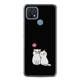 Kılıfland Oppo A15 A15s ile Uyumlu Silikon Kılıf, Desen, Love Cats, Siyah