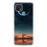 Kılıfland Oppo A15 A15s ile Uyumlu Silikon Kılıf, Desen Özel Seri Ay ve Kız, Renkli