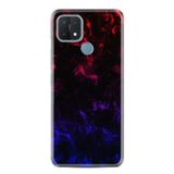 Kılıfland Oppo A15 A15s ile Uyumlu Silikon Kılıf, Desen Özel Seri, Blue Red Fire