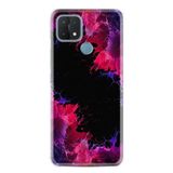 Kılıfland Oppo A15 A15s ile Uyumlu Silikon Kılıf, Desen Özel Seri Boyalar, Pembe-Mor-Siyah