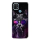Kılıfland Oppo A15 A15s ile Uyumlu Silikon Kılıf, Desen Özel Seri, Carisma Cat, Renkli
