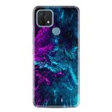 Kılıfland Oppo A15 A15s ile Uyumlu Silikon Kılıf, Desen Özel Seri Explosive, Mavi-Mor