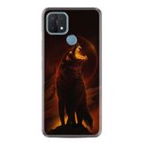 Kılıfland Oppo A15 A15s ile Uyumlu Silikon Kılıf, Desen Özel Seri Fire Wolf, Siyah