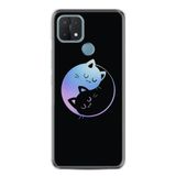 Kılıfland Oppo A15 A15s ile Uyumlu Silikon Kılıf, Desen Özel Seri Love Cats, Siyah
