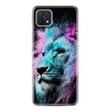Kılıfland Oppo A15 A15s ile Uyumlu Silikon Kılıf, Desen Özel Seri, Pink Blue Leon