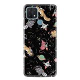 Kılıfland Oppo A15 A15s ile Uyumlu Silikon Kılıf, Desen Özel Seri Planet Animals, Siyah