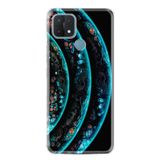 Kılıfland Oppo A15 A15s ile Uyumlu Silikon Kılıf, Desen Özel Seri Planets, Turkuaz-Siyah