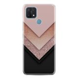 Kılıfland Oppo A15 A15s ile Uyumlu Silikon Kılıf, Desenli Baskılı, Great Marble, Pembe-Siyah