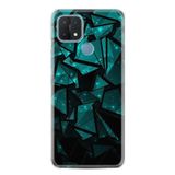 Kılıfland Oppo A15 A15s ile Uyumlu Silikon Kılıf, Geometrik Desenli, Turkuaz
