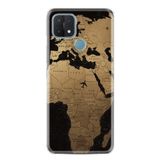 Kılıfland Oppo A15 A15s ile Uyumlu Silikon Kılıf, Harita Tasarım, Siyah