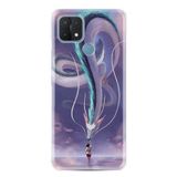 Kılıfland Oppo A15, A15s ile Uyumlu Silikon Kılıf, Kız ve Ejderha Deseni, Mor