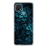 Kılıfland Oppo A15 A15s ile Uyumlu Silikon Kılıf, Mistik Çiçekler Desen, Turkuaz
