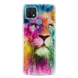 Kılıfland Oppo A15 A15s ile Uyumlu Silikon Kılıf, Renkli Desenli Baskılı, Colorfull Leon 2