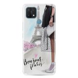 Kılıfland Oppo A15 A15s ile Uyumlu Silikon Kılıf, Resimli Desenli Baskılı, Bonjour Paris, Mavi